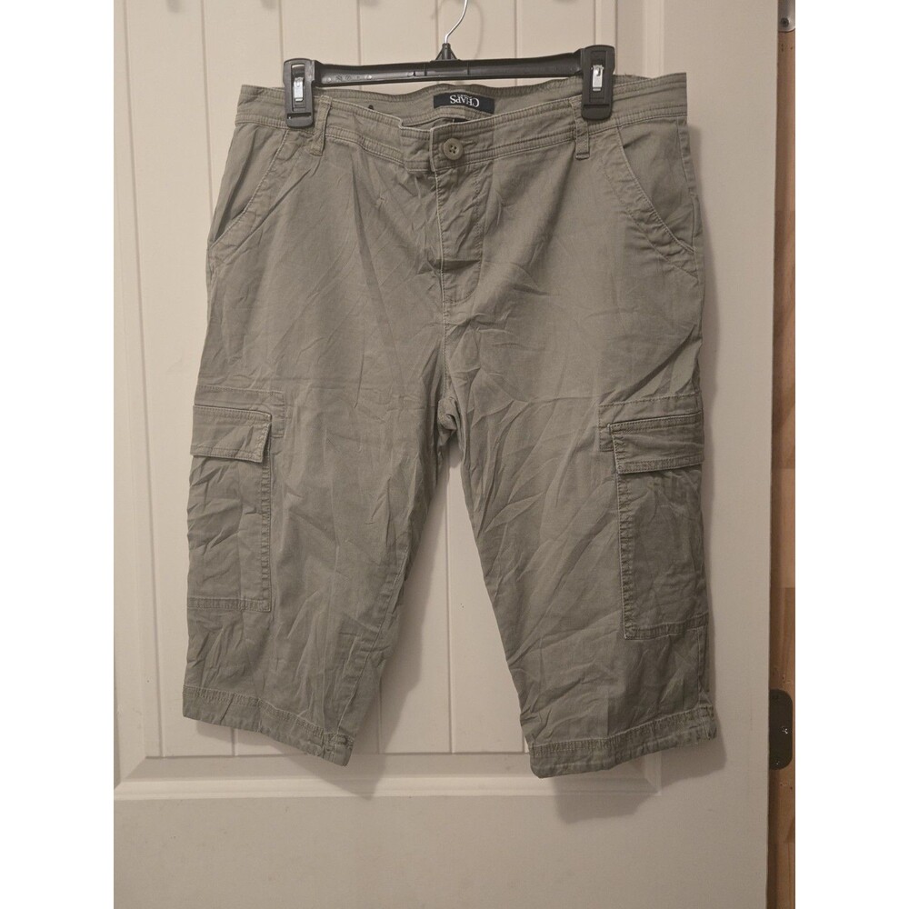 Chaps Women's Cargo Capri Pants Size 12 Green Cropped Utility Hiking Pockets